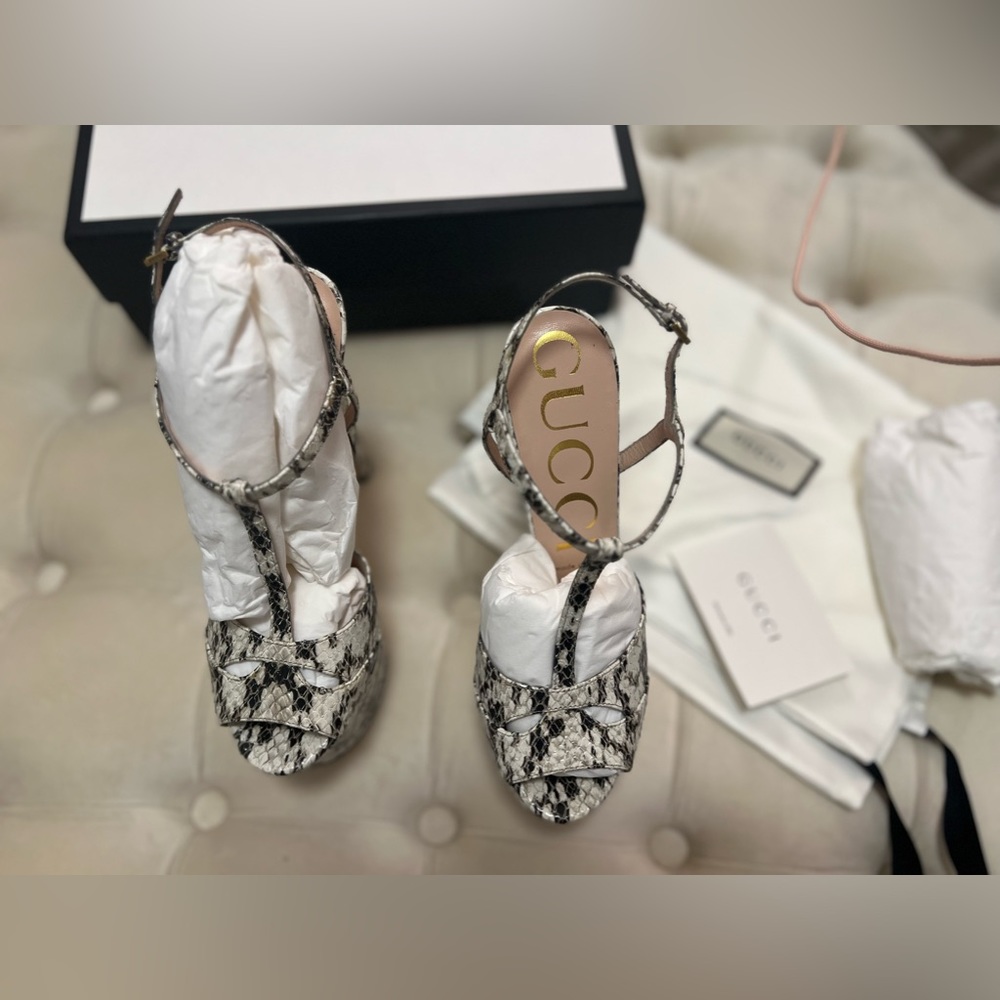 Gucci Rock Python Moluro Radiata Print Sandal Pumps - Picture 15 of 16